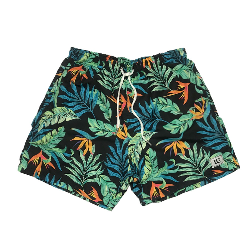 Shorts de playa con estampado de hojas tropicales Weser - New Old Man
