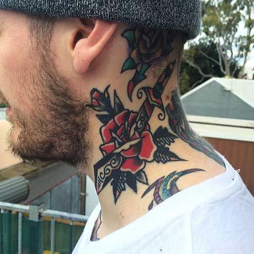 Tatuaggio collo maschile |  Nuovo vecchio uomo