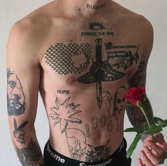 Male Tattoos on the Abdomen | New Old Man
