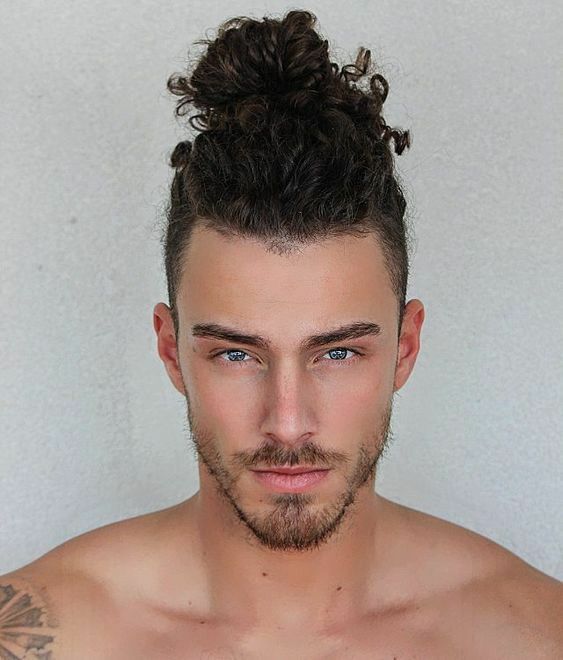 Top Knot Curly Men's Haircuts for 2022 5