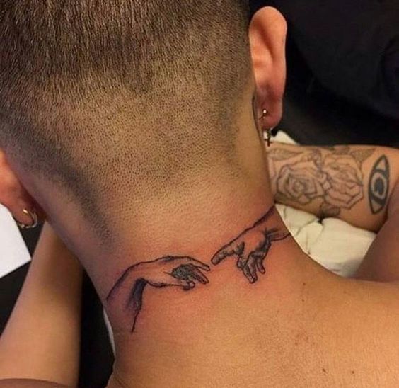 Men's Tattoos on the Back of the Neck 16
