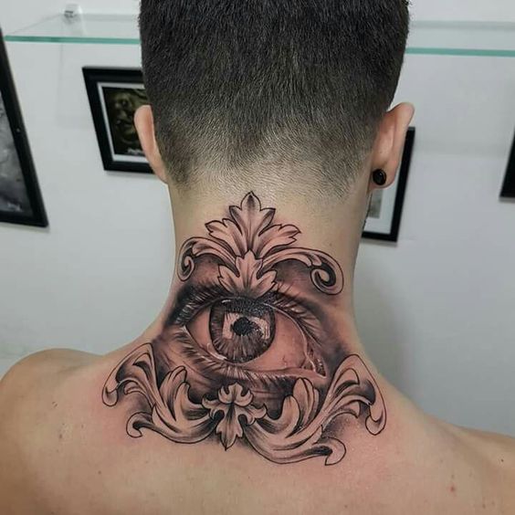 Men's Tattoos on the Back of the Neck 1