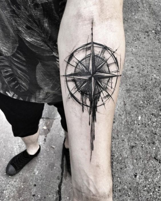 Kompass Tattoos für Männer