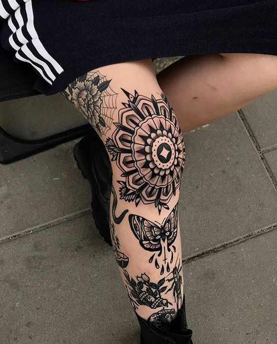 Tatouages ​​​​pour hommes sur le genou