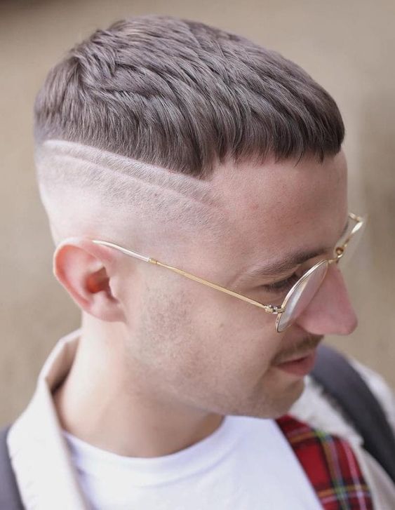 French Crop Haircuts With Razor Streaks for Men