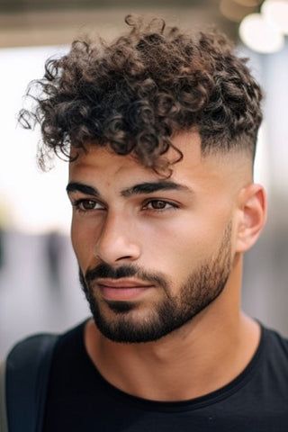 Men's Haircut CURLY HIGH TOP FADE CUT