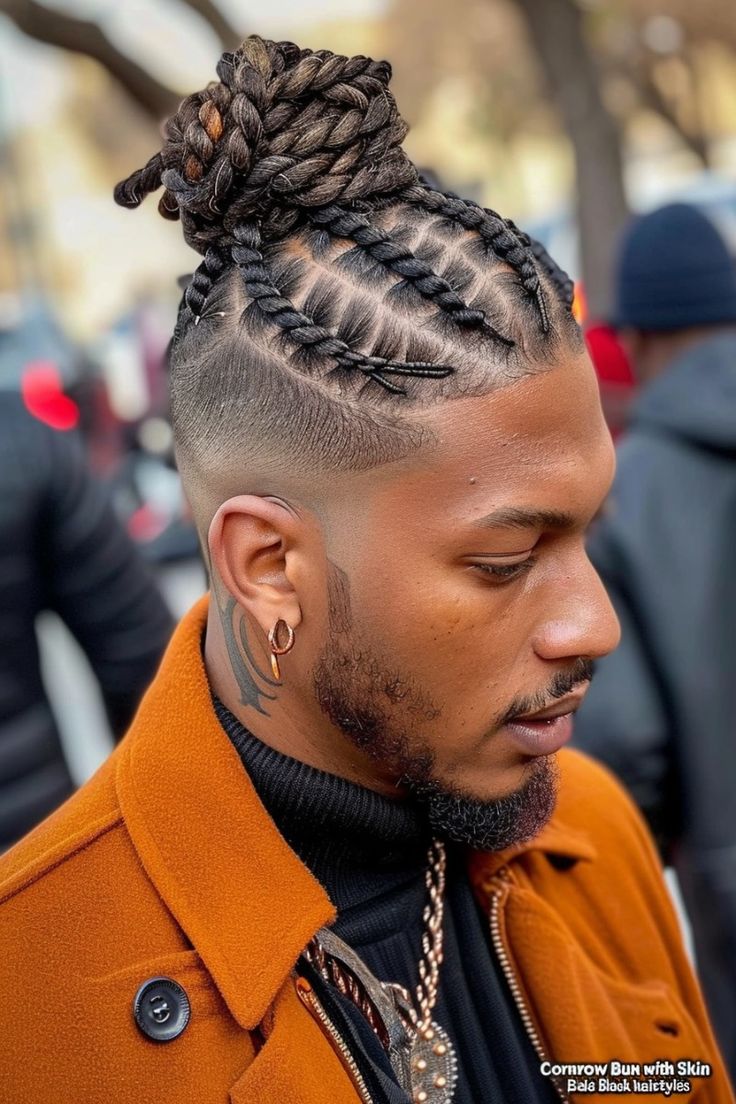 Coupe de cheveux pour hommes TEMPLE FADE AVEC TRESSE