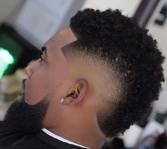 Men's Curly and Afro Mohawk Haircuts with Fade