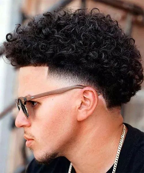 Men's Haircuts for Curly and Afro Hair Temp Fade with Curly Hair