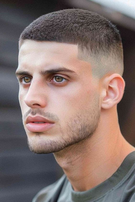 Cortes de Cabelo Masculino Curto Buzz Cut com Linha Definida