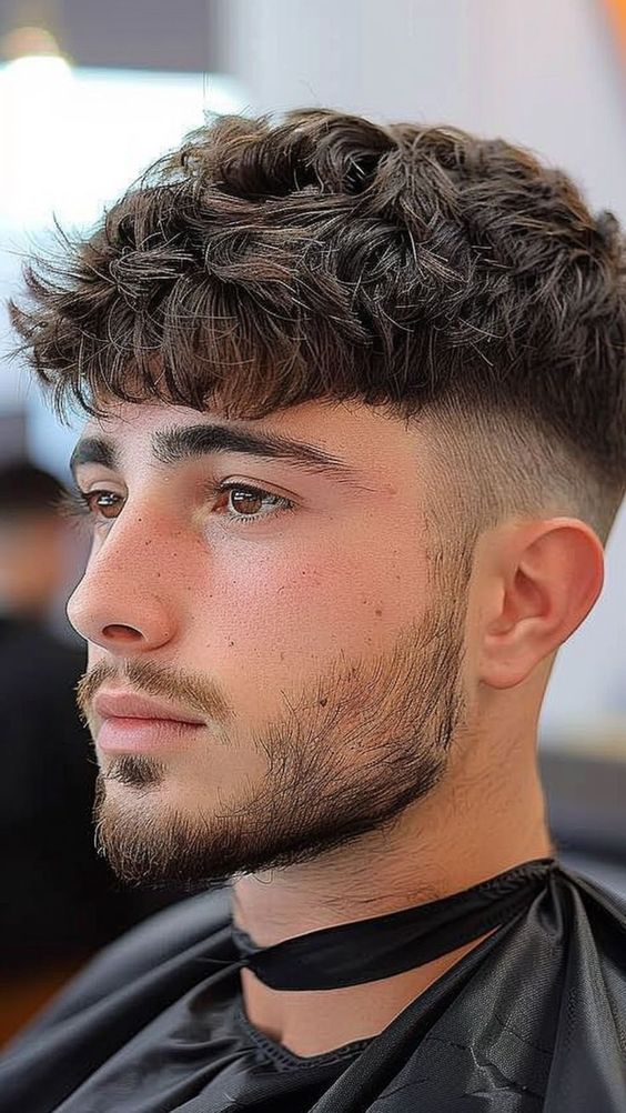 Tagli di capelli da uomo Mid Fade con frangia