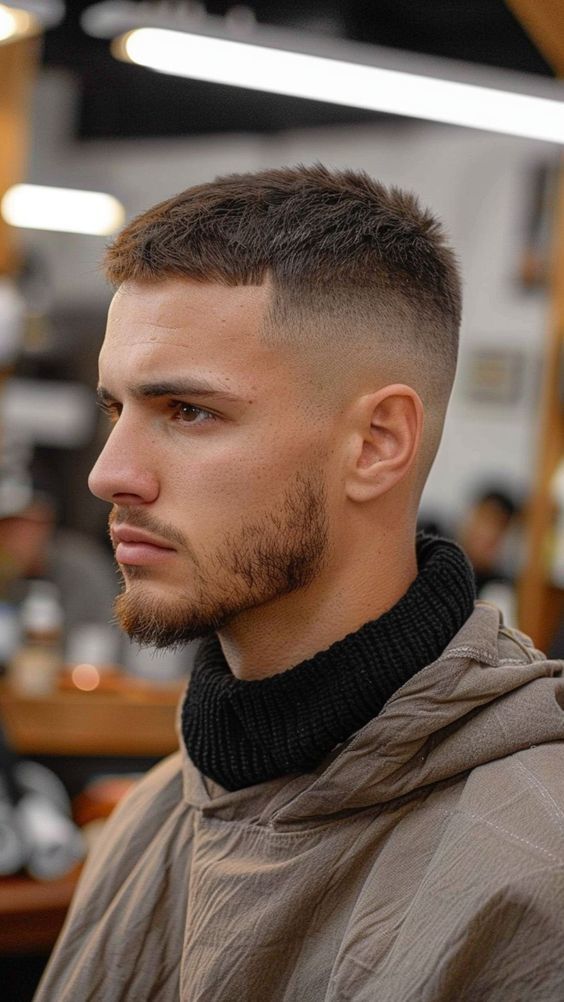 Straight Men's Haircuts Modern Caesar Cut