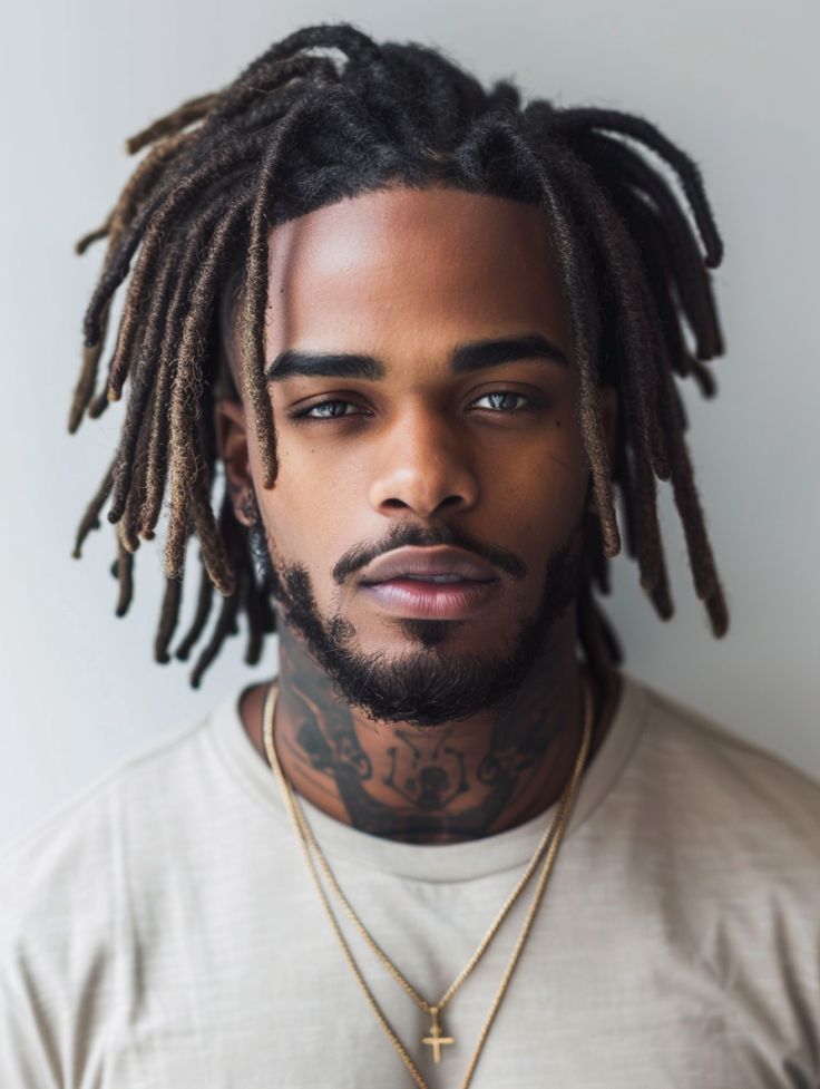 Cortes de pelo largos para hombres con rastas naturales