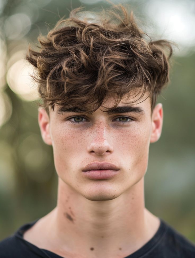 Men's Wavy Haircuts Undercut with Volume on Top