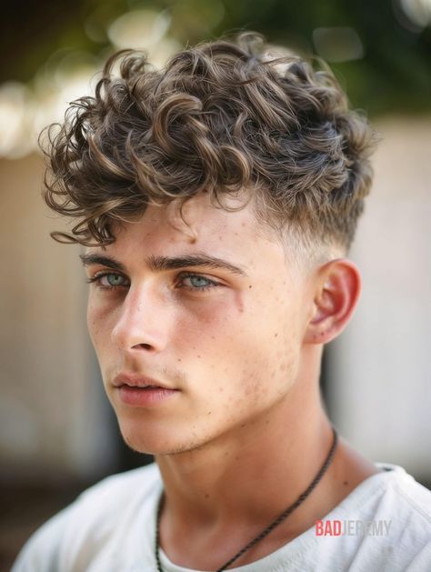 Cortes de Cabelo Masculino Ondulado Undercut com Volume no Topo