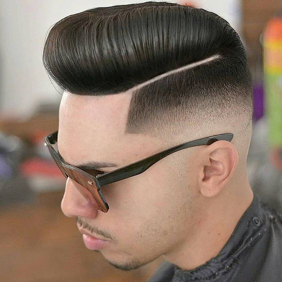 Men's Haircuts Pompadour with Razor Edge