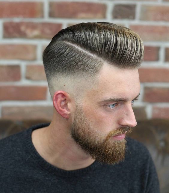 Men's Haircuts Pompadour with Razor Edge