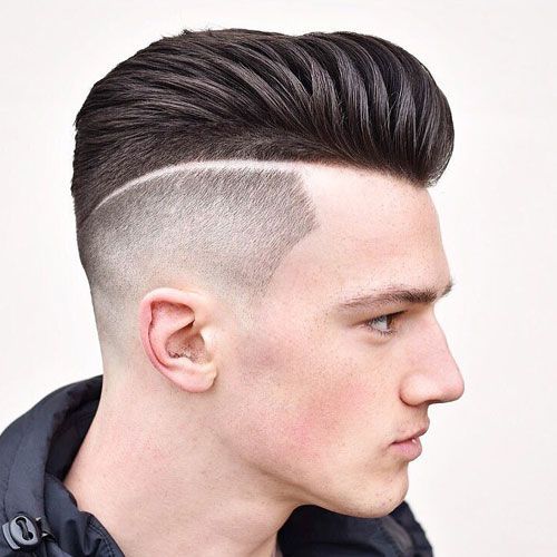 Men's Haircuts Pompadour with Razor Edge